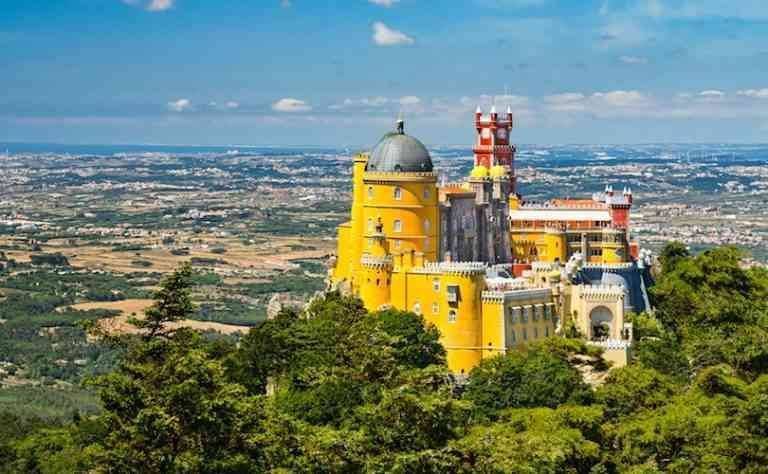 Pena National Palace, the most beautiful tourist place in Sintra, Portugal. 