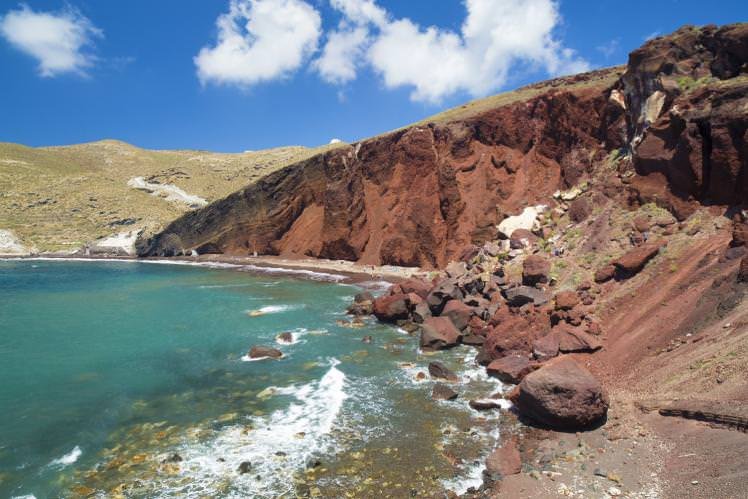 Red beach in southern Santorini