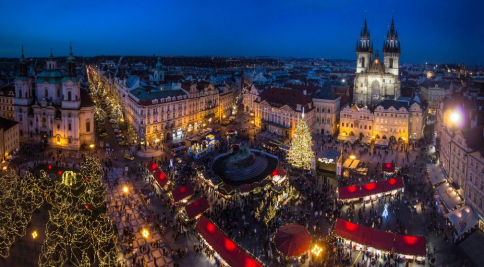 A scene of a market in Prague
