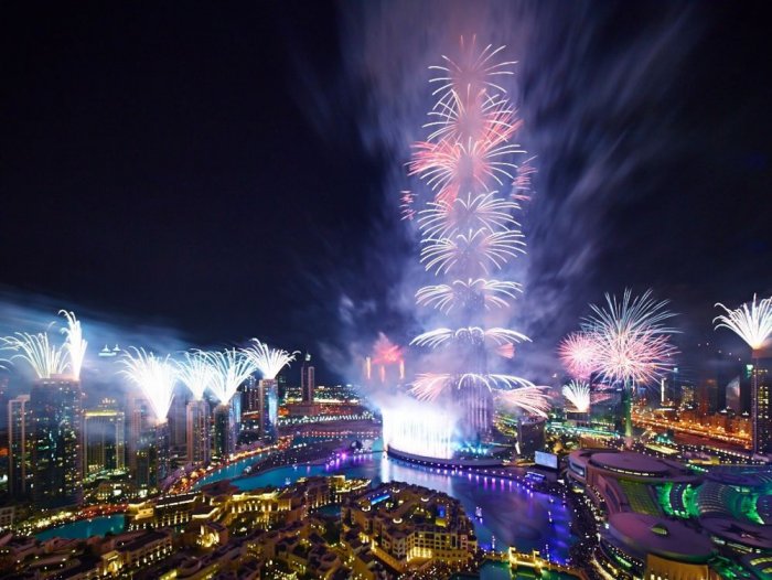 Fireworks displays at Burj Khalifa