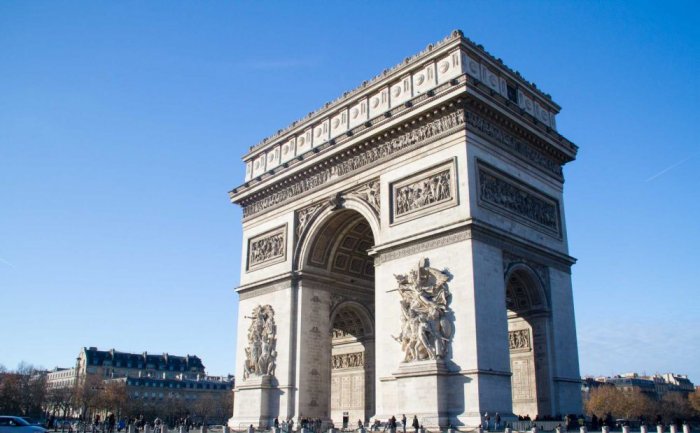 The Arc de Triomphe is the most important feature of the Champs Elysees