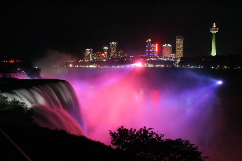 American section of Niagara Falls at night