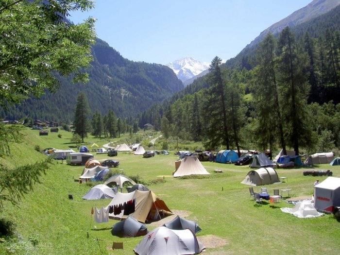 Summer camping in the Swiss mountains