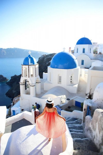 The capital of Santorini, its most famous city and famous for its beautiful white houses and its blue domed churches