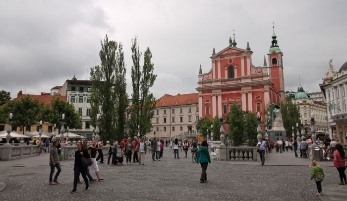 The square and monuments of Ljubljana