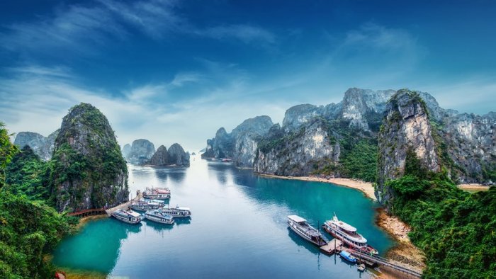Ha Long Bay is located in northeastern Vietnam, and is a charming natural area