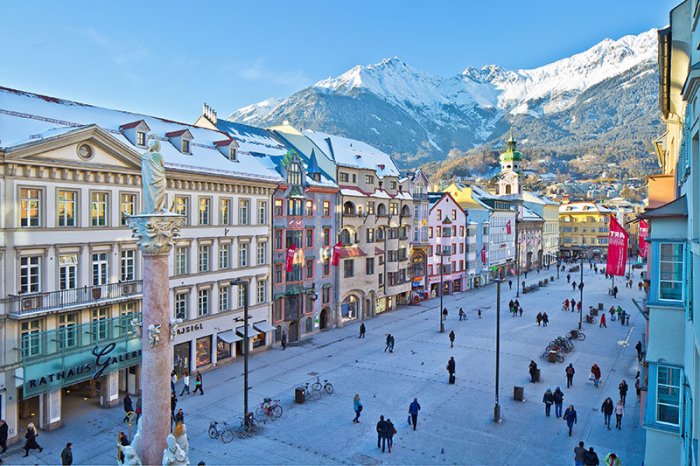 Downtown Innsbruck with its Baroque and Gothic buildings 