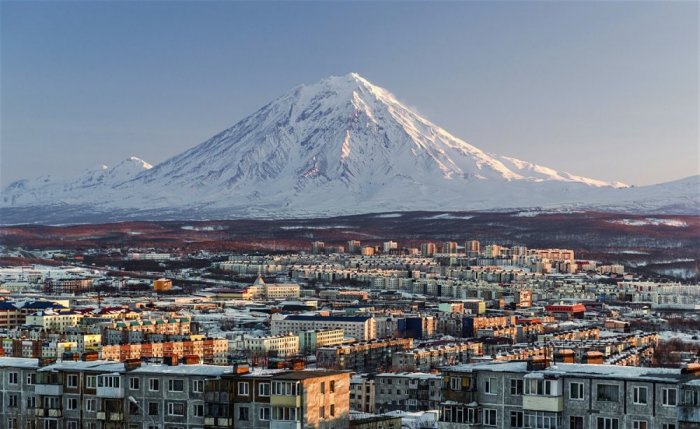 Volcanic mountains in Petropavlovsk Kamchats