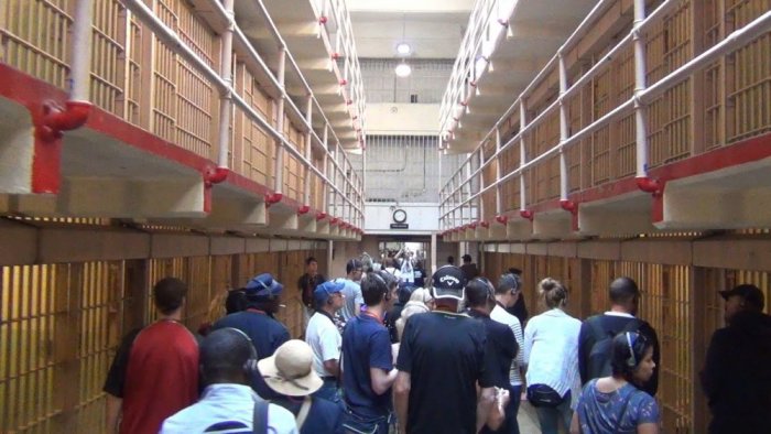 Tourists during a tour of the Alcatraz