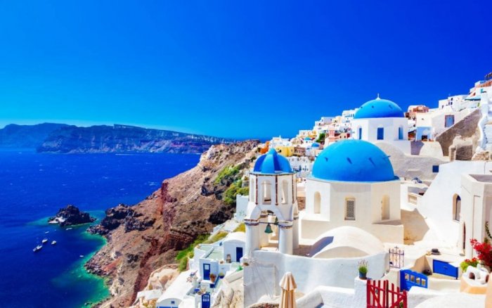 During July and August the weather is great on Santorini Island, but these two months are the peak of the tourist season