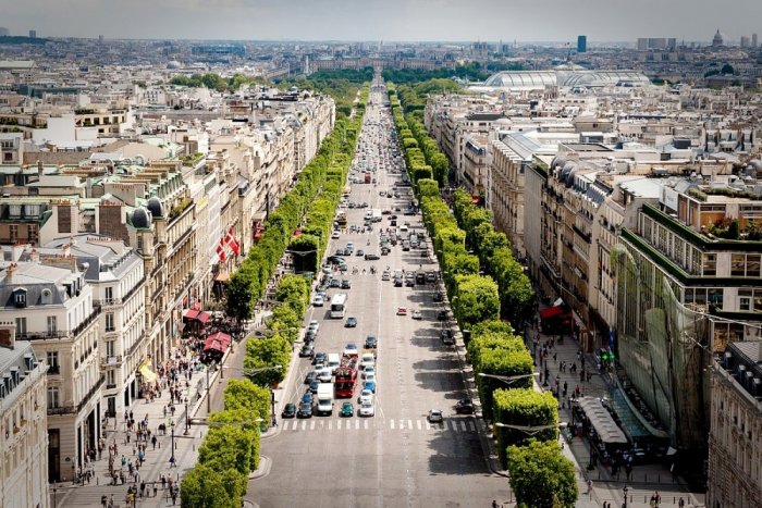 One of the most famous streets in Paris, the Champs Elysées tree-lined avenue is famous