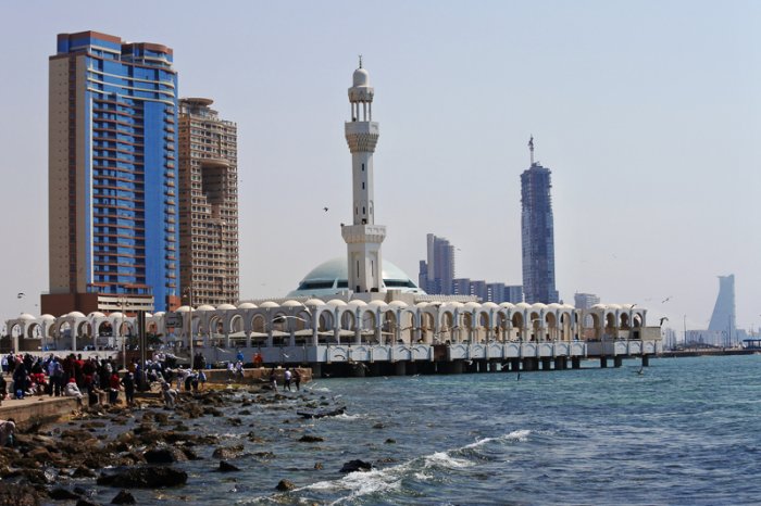Al Rahma Mosque on the beach of Jeddah