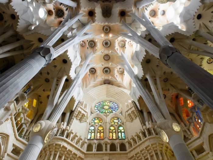 The Sagrada Familia is a large Romen Catholic church in Barcelona