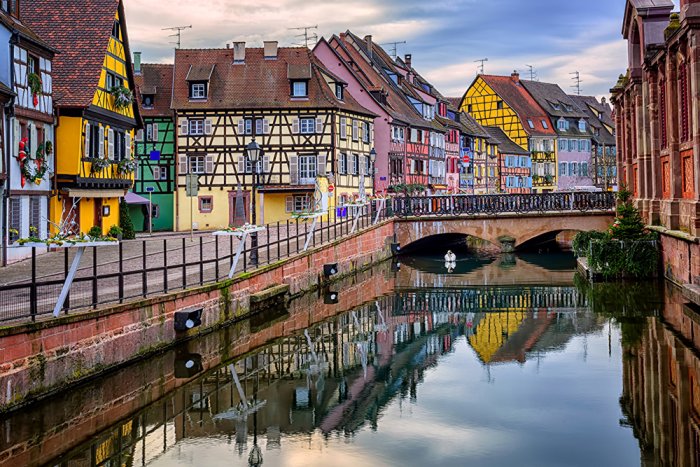 Colorful little villages in the French Alsace region