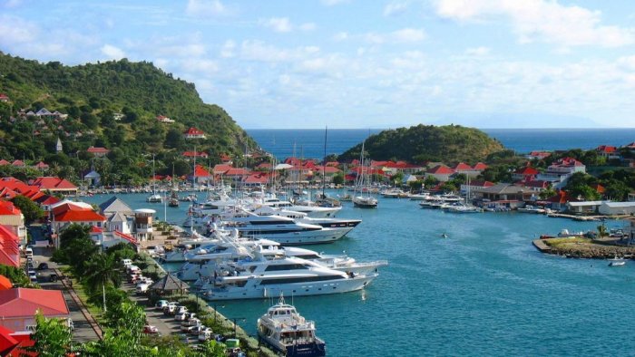 French island of Saint Barthelemy, famous for its enchanting natural surroundings that includes green hills