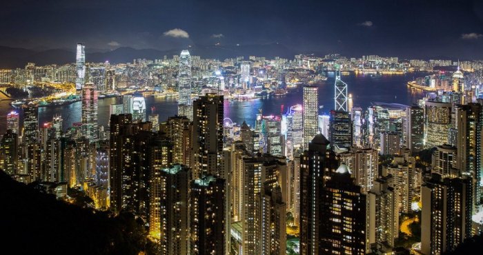 Enchanting scenery of Hong Kong at night