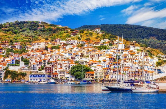     Tourist areas on the island of Skopelos, Greece