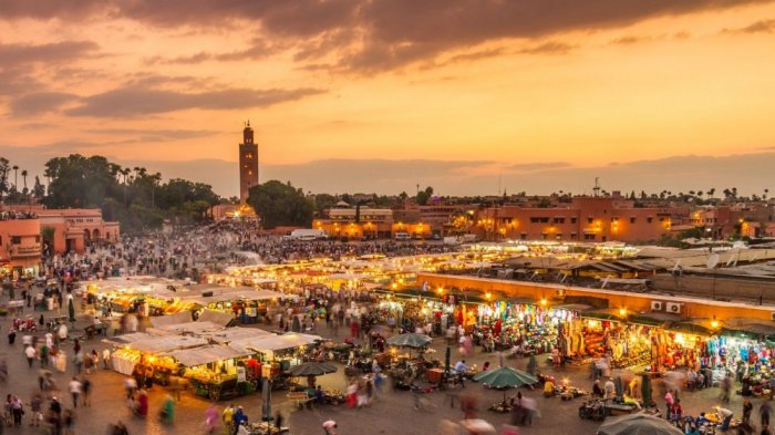 The city of Marrakech, also known as the Red City and the capital of the Palms