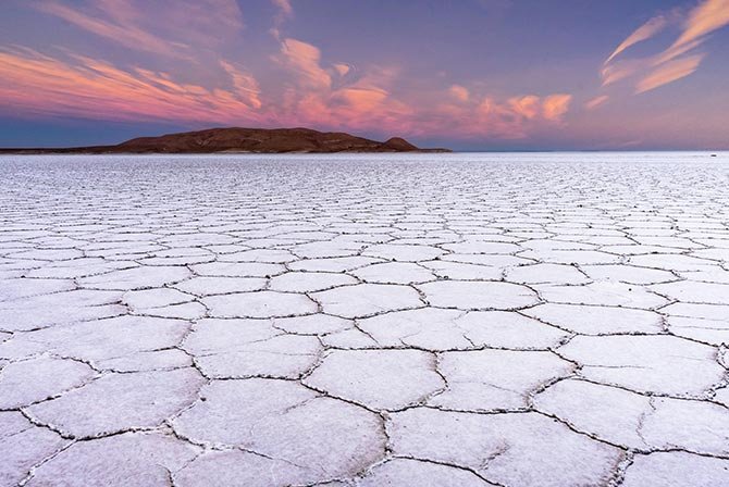 A scene of salt flats in Bolivia