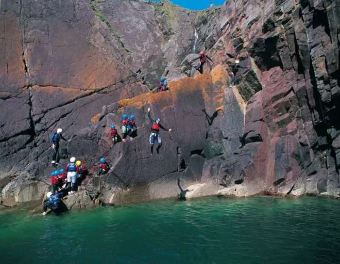 Climbing mountains on the Pembrokeshire Coast in Wales