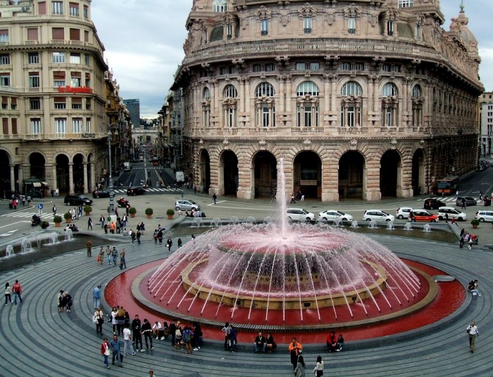 The fountain water in the square di Ferrari