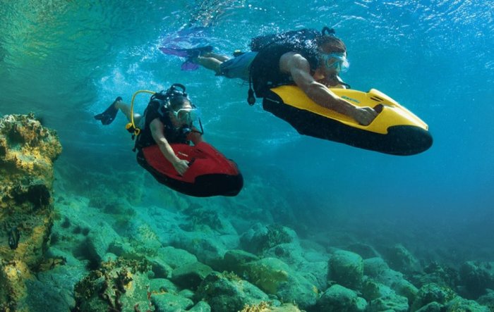 Use scooters for diving underwater in Sharm Stewart