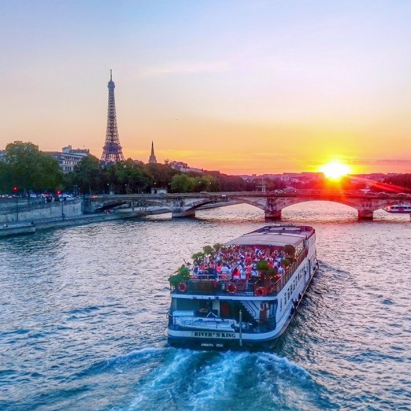 In the Seine River where you can enjoy a quiet romantic dinner