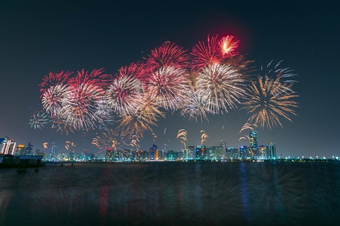 Fireworks light up the Abu Dhabi sky