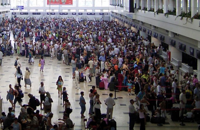Airports are often crowded on holidays