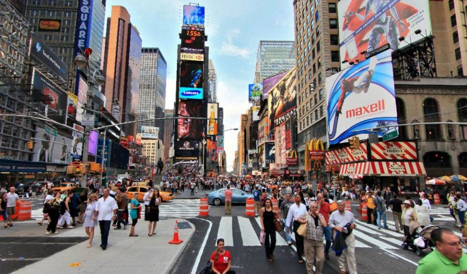 Times Square is visited by 40 million tourists annually