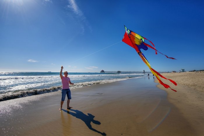 Kite flying in a public place