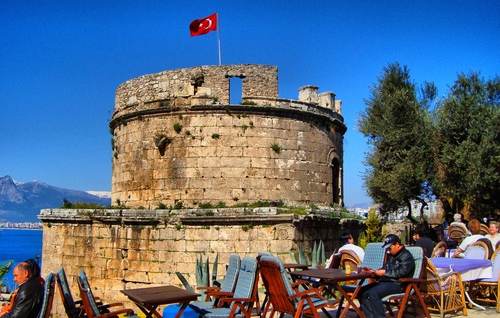 Hidirilik Tower is one of the most beautiful tourist places in Antalya, Turkey