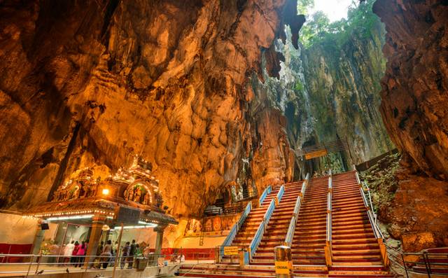 Batu Caves in Malaysia contains 3 caves