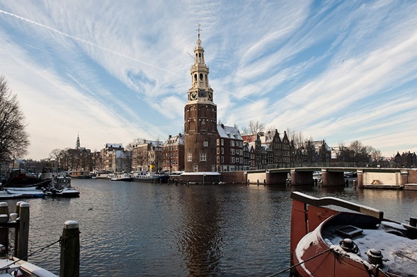 The Montelbenstern Tower is one of Amsterdam's tourist attractions