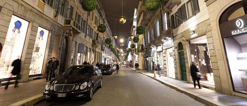 Via Montenapoleone, one of the most famous markets in Italy, Milan 