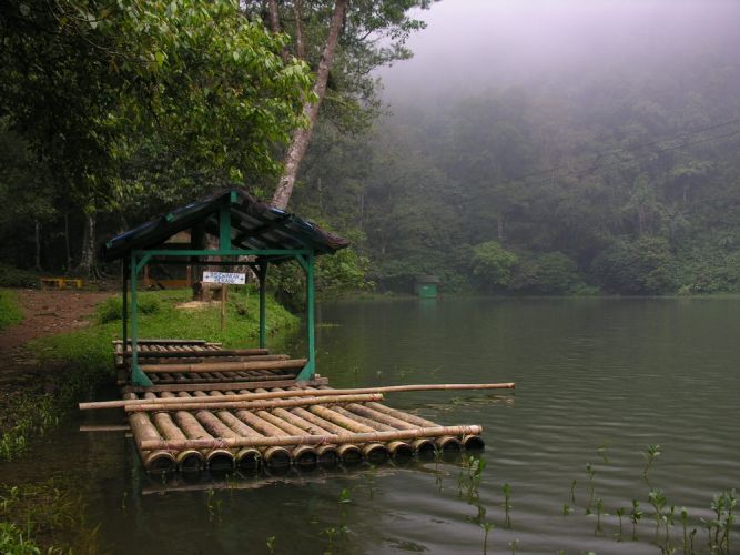 The colorful lake is one of the most beautiful tourist attractions in Puncak, Indonesia