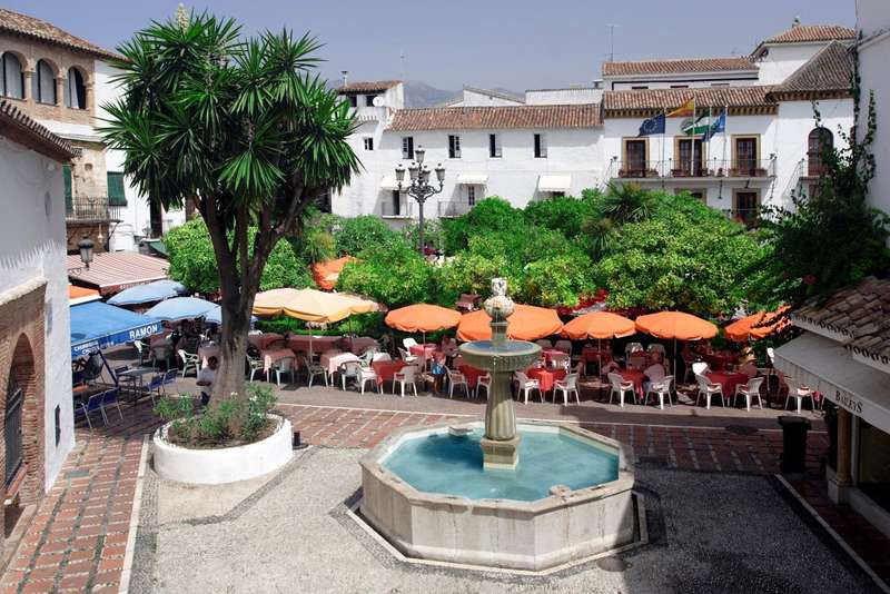 Plaza de los Naranjos is one of the most beautiful tourist destinations in Marbella, Spain