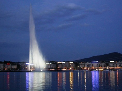 Geneva Fountain near English Garden Geneva Switzerland