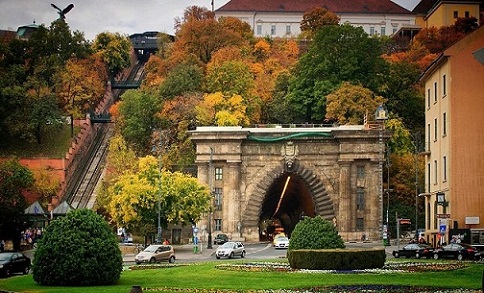 Adam Clark Square in the Hanging Chain Bridge is one of the best tourist spots in Budapest, Hungary