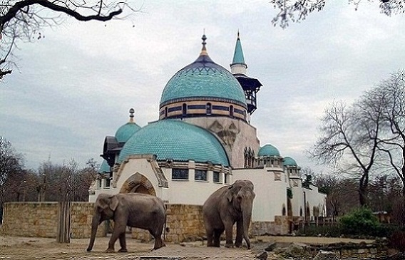 Elephant house in the Budapest Botanical Zoo