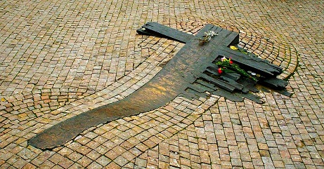 Yan Palach Memorial Cross in Prague's Wenceslas Square
