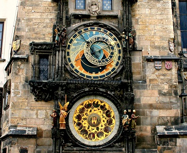 Astronomical clock on the right bank of the Charles Bridge in Prague
