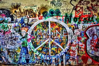 Lennon Wall in Prague, Czech Republic, is one of the most beautiful tourist places in Prague
