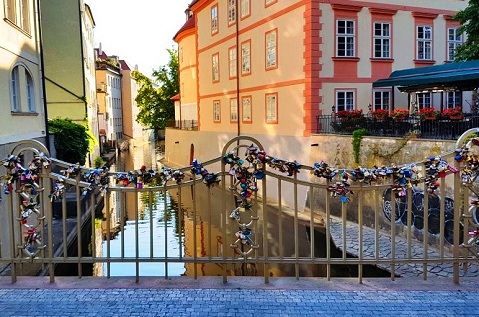 Lover's Bridge near the Lennon Wall in Prague