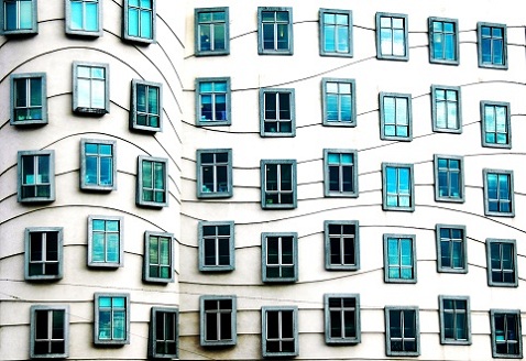 Windows of the dancer house in Prague