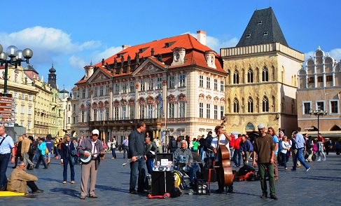 Musical ensemble in Prague's Old Town Square