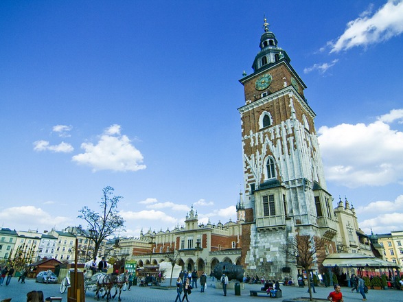 The main square in Krakow, Poland