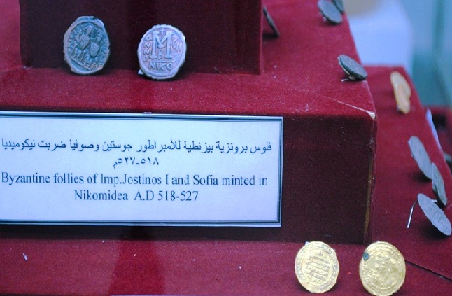 Collection of coins at the Jordanian Archeology Museum in Amman