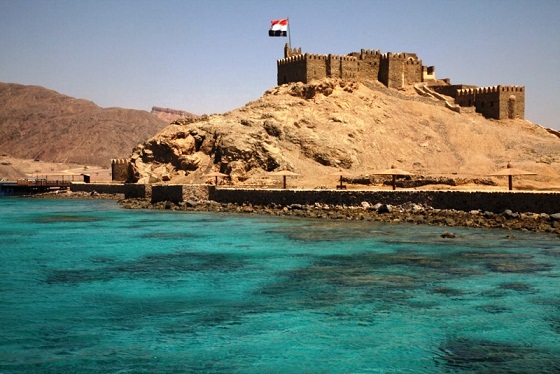 Pharaoh Island at the Pirinais Beach in Aqaba