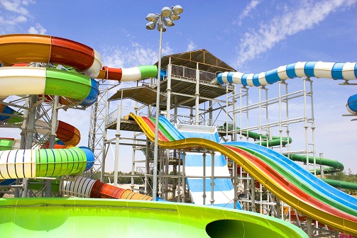 High slides in the Qatar Water Park in Doha